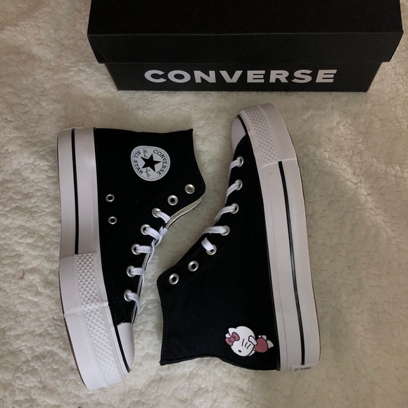 Black Hightop Platform Hello Kitty & Spider-Man Converse - Picture 3 of 6